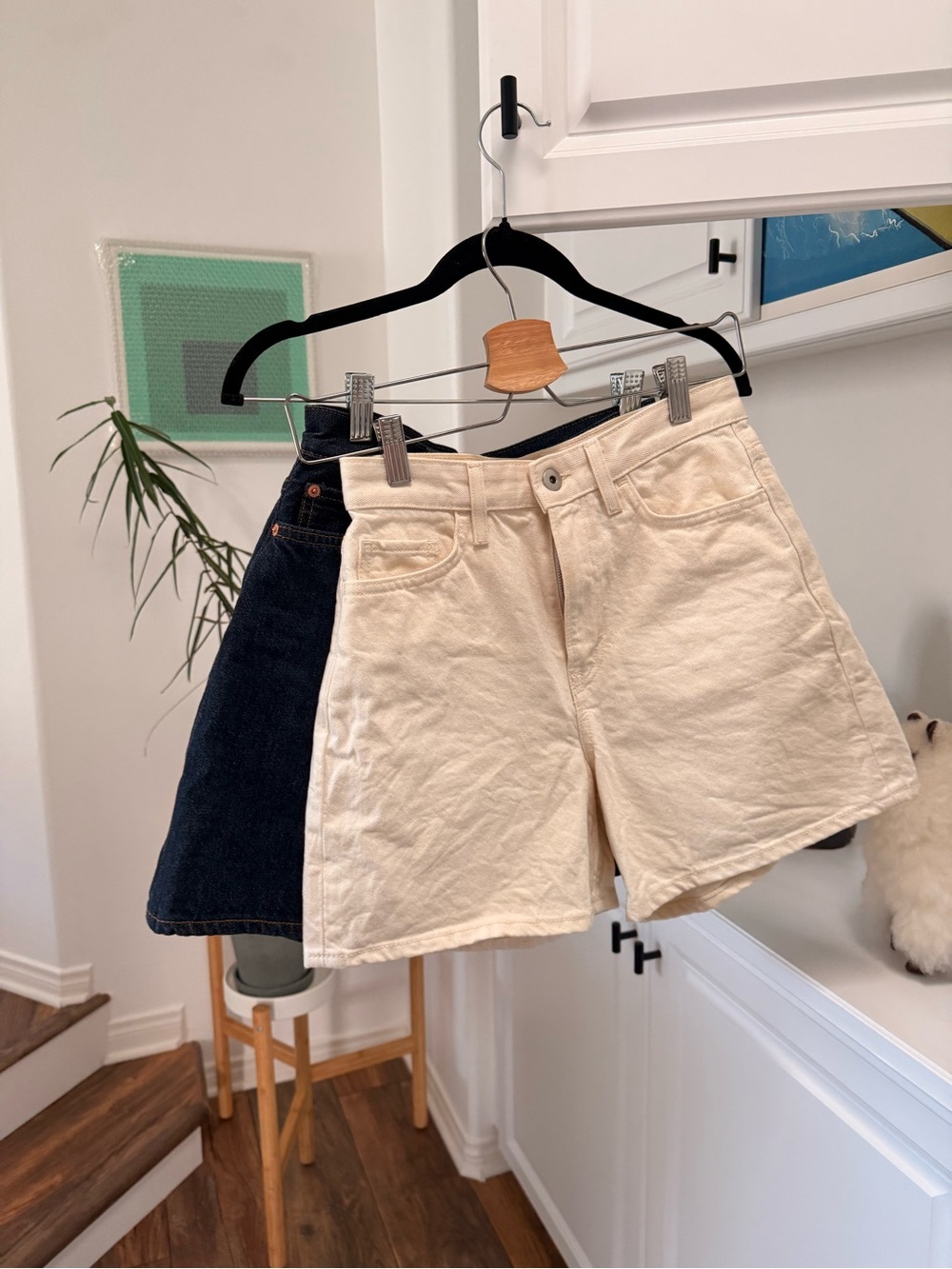 COS High-Rise Dark Blue/eggshell color  Denim Shorts (2 pair jeans as a set)